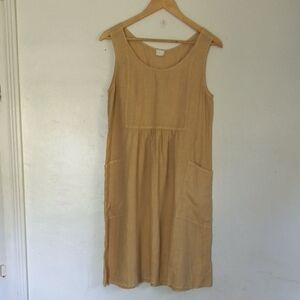 Poetry 100% Linen Soft Yellow Sleeveless Mini Dress Sz 6 Women